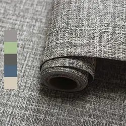 Linen Textured Waterproof Peel and Stick Wallpaper - Removable Self-Adhesive Contact Paper - 1mx40cm (Dark Grey)