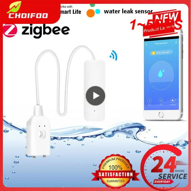 

1~5PCS Tuya Zigbee Water Leakage Alarm Water Leak Sensor Detector Flood Alert Overflow Security Alarm System Works With Zigbee