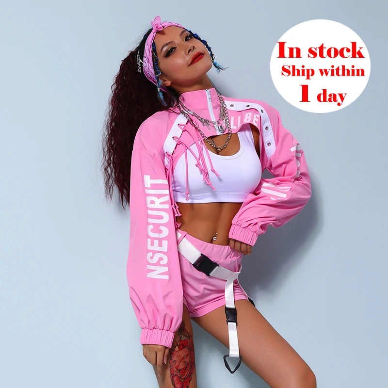 

2021 Nightclub Bar DJ Costumes Women Gogo Dance Costume Sexy Chinese Style Pink outfits Ds Pole Dance Clothing Rave Wear DQS5966