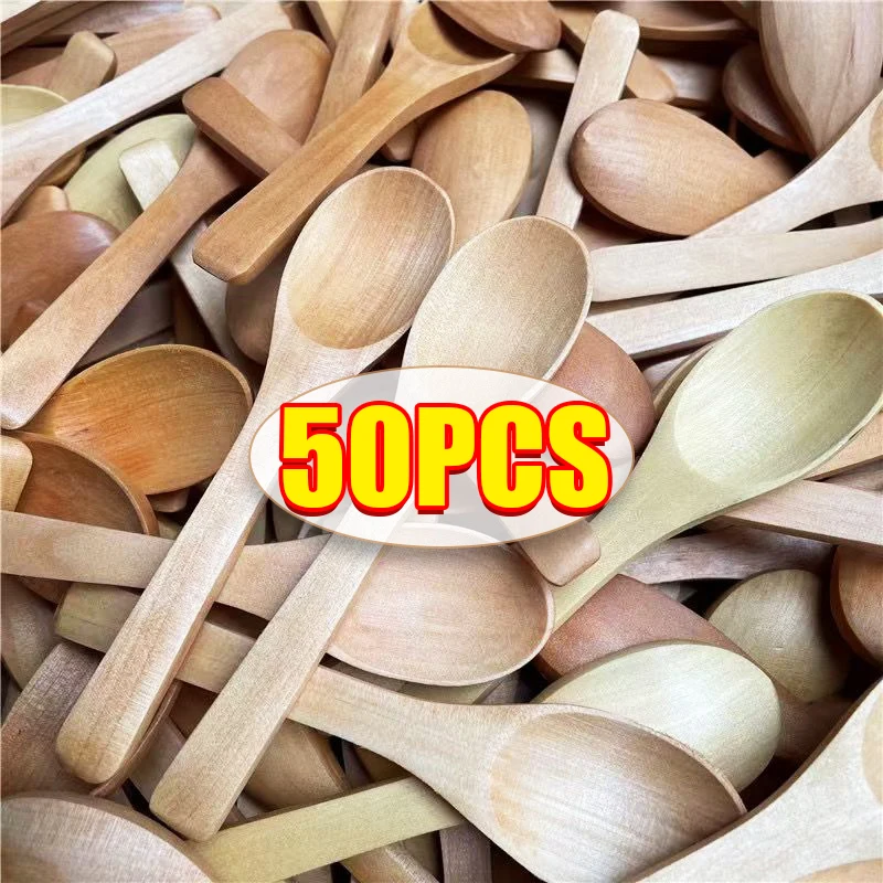 30 Mini Cucchiai In Legno Naturale Da 12,5 Cm, Per Condimenti, Gelato, Caffè, Fai DaTE, E Decorazioni Per Bambini