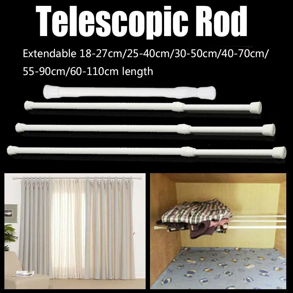 Multi Purpose Household Loaded Hanger Durable Hanging Rods Bathroom Product Extendable Sticks Curtain Telescopic Pole