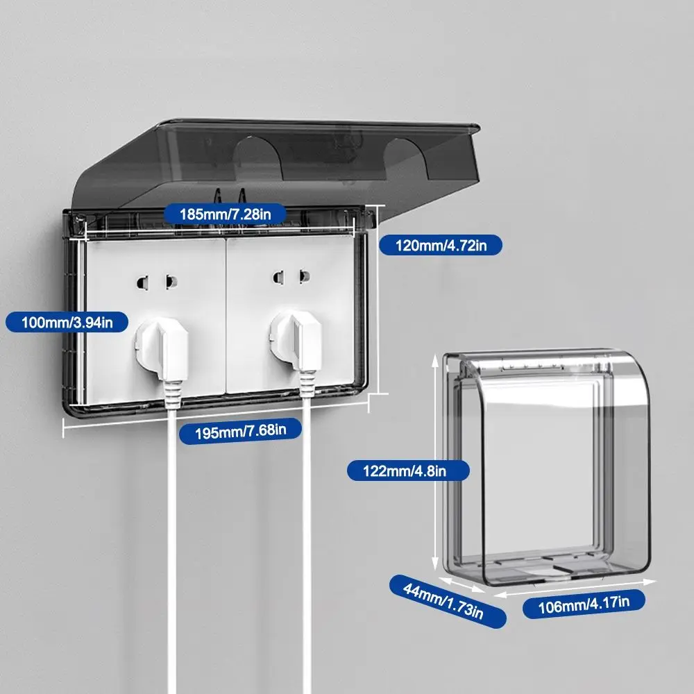 86 Type Switch Protective Cover Self-Adhesive Splash-Proof Electric Plug Cover Waterproof Power Outlet Socket Protector for Home