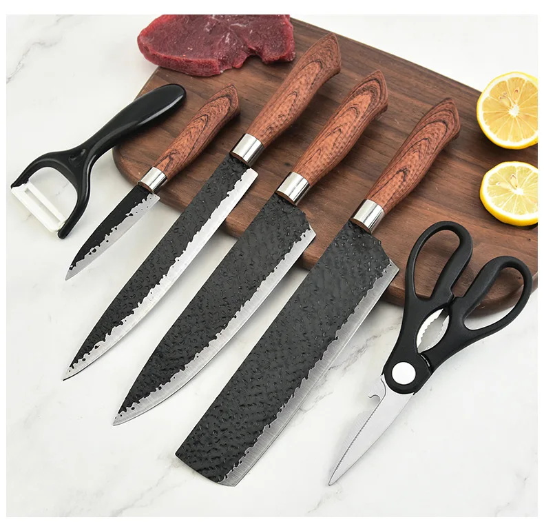 8"Chef Knife Stainless Steel Kitchen Knives Set Professional Forged  Knife Sets Scissors For Kitchen With High-quality Gift Box