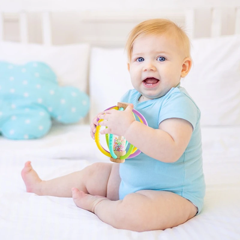 Montessori Baby Rain Stick Rainbow Hourglass Rain Music Rattle Baby Educational Toy Silicone Teether Sensory Toys for Kids Gift 5