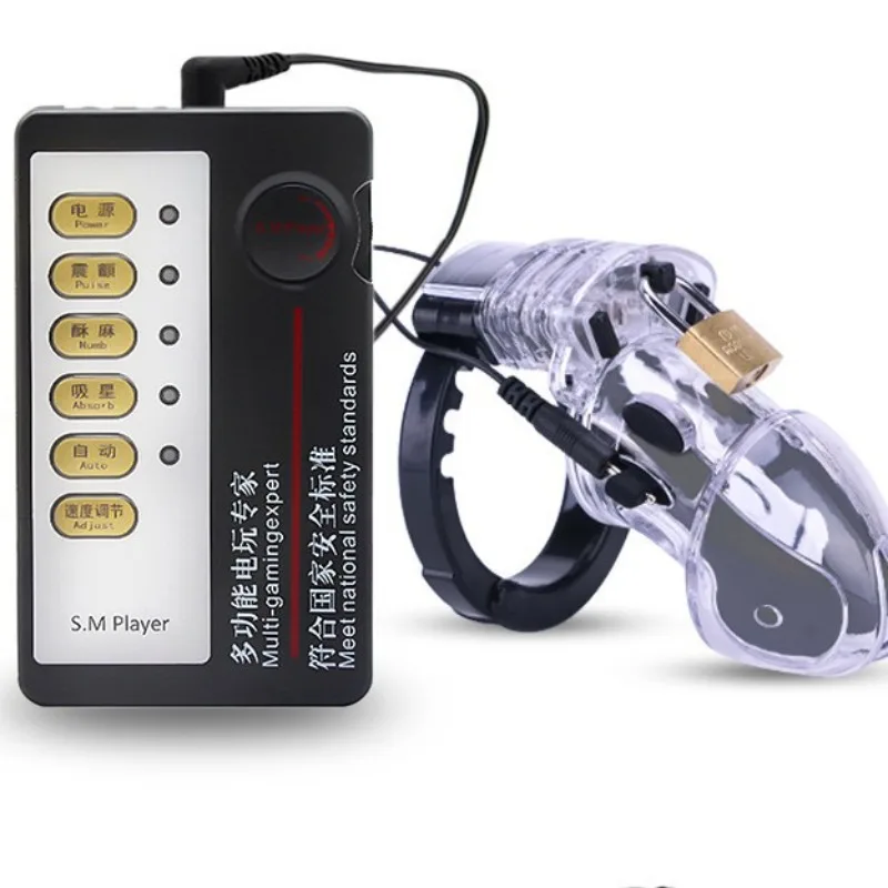 New Male Chastity Cage Masturbator Electric Shock Penis Cage Urethra Lock BDSM Cock Ring Sex Toys For Men
