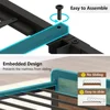 King Size Bed Frame and Storage Headboard, LED Bed Frame with USB Charging Station, Metal Platform Bed Frame King with Hidden 6