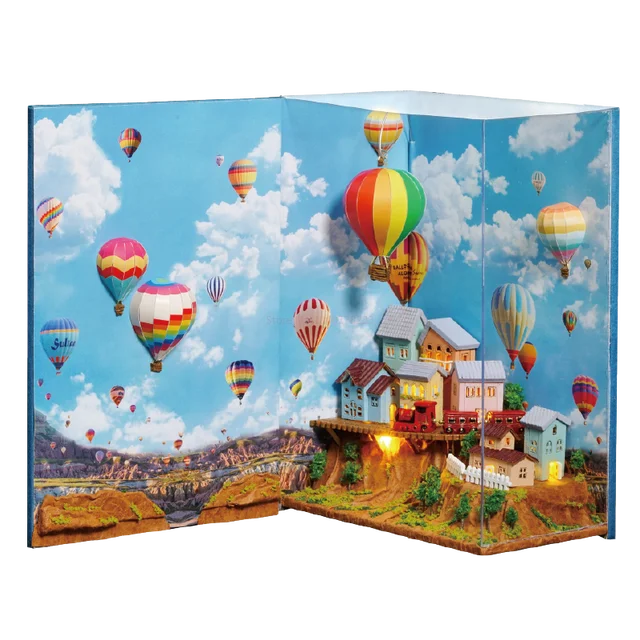 DIY Kitap Köşesi Kiti Raf Ekleme Minyatür Ateşböceği Orman Evi Ahşap Kitaplık Odası Dollhouse Bookend Oyuncaklar Yetişkinler 3D Bulmaca Hediye