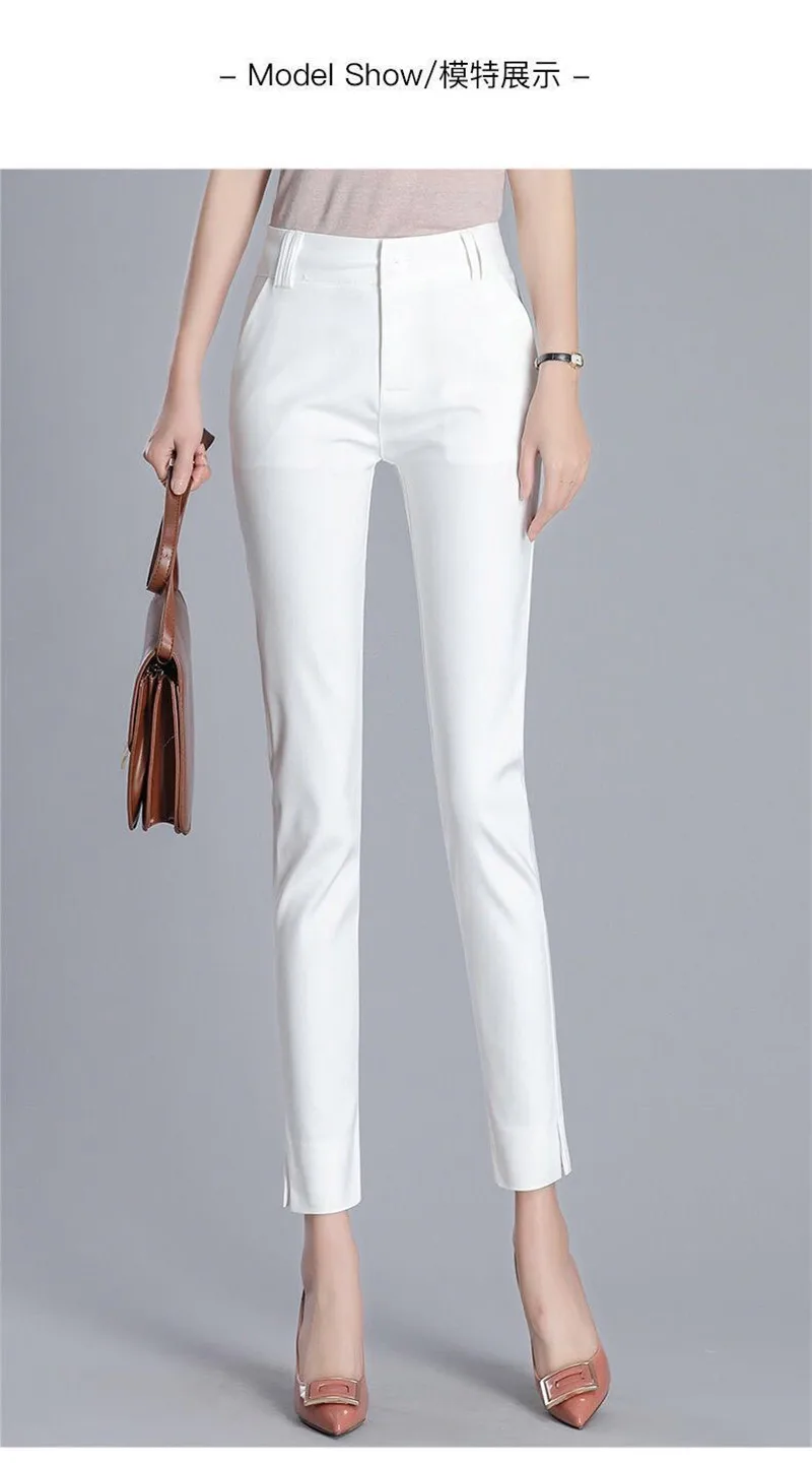 White Pants 2026 New Spring Summer High Waist Slim Stretch Pencil Pants Office Ladies Elegant Suit Pants Women Straight Trousers