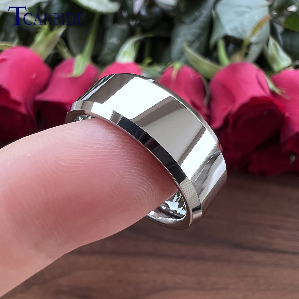 6MM 8MM Men Women Hot Ring Tungsten Wedding Band Beveled Polished Trendy Gift Jewelry For Ladies Gentleman