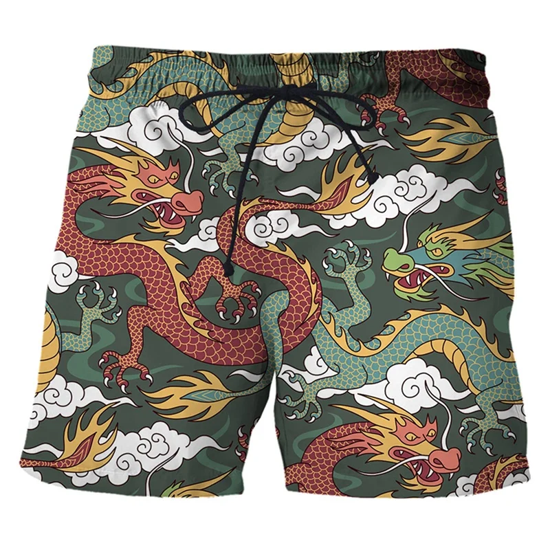 Chinese Dragon 3d Print Swim Trunks For Men Hawaiian Beach Shorts Loose Quick Dry Surf Board Shorts Swimwear Street Short Pants 3