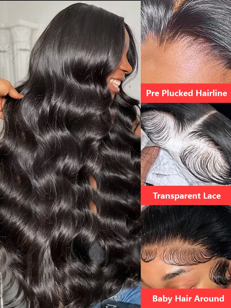 30 40 Inch 250 Density Body Wave 13x6 HD Transparent Lace Frontal Wig 13x4 Lace Front Human Hair Glueless 5x5 Lace Closure Wigs 4