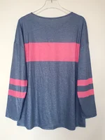 Women's Plus Size Colorblock Stripe Print Tunic T-shirt with Long Sleeves and Slight Stretch - Casual and Comfortable - Image 3