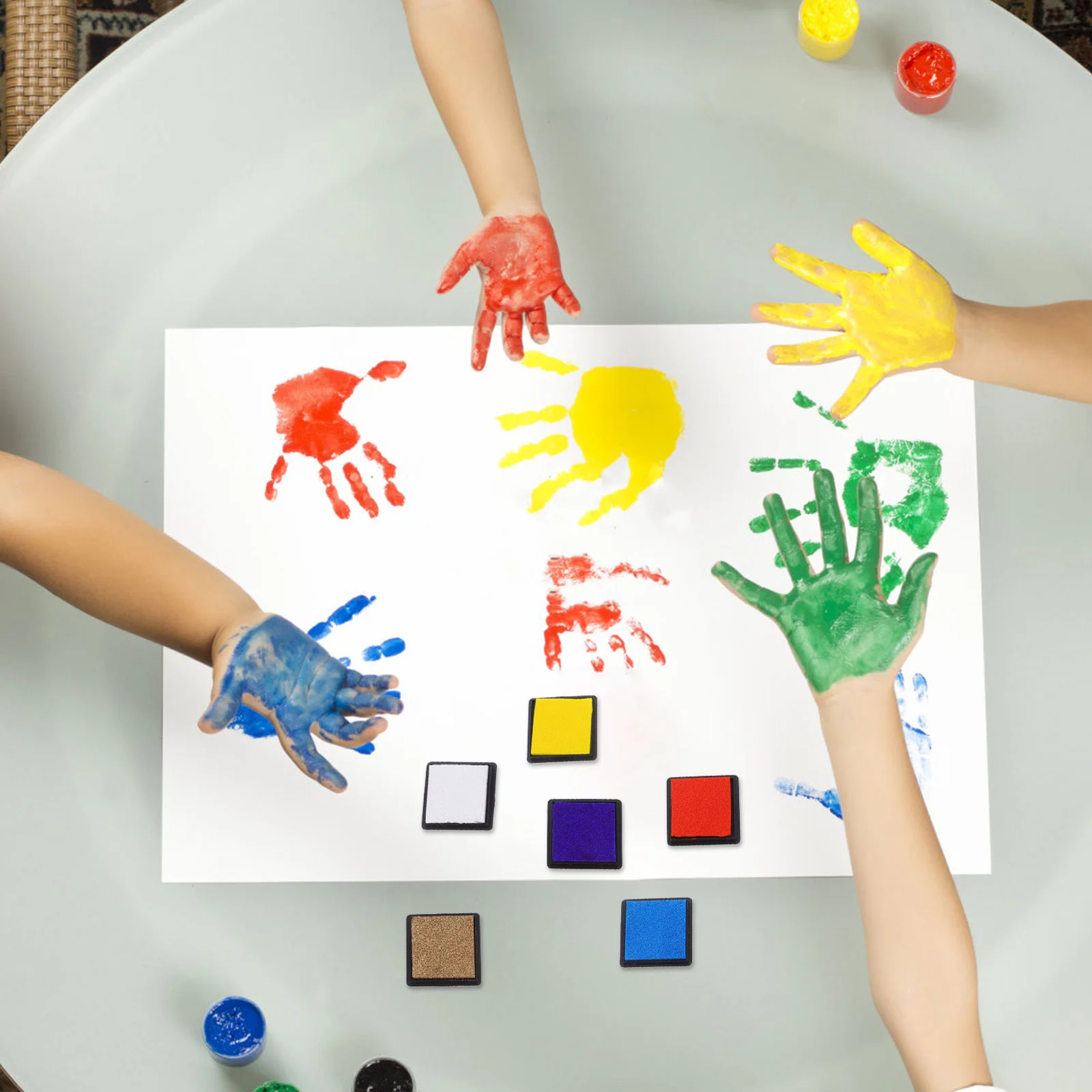 

10 Pcs Children's Handbook Seal Palm Painting Ink Pad for Kindergarten Stamps Graffiti Crafts Water-based