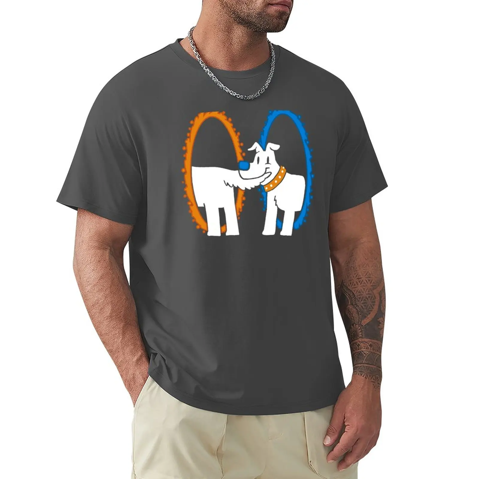 Portal Pup T-Shirt Customs Animal Prinfor Boys T Shirt Men