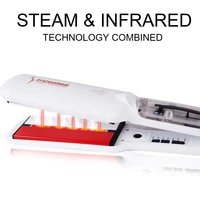 Steam Hair Straightener with Infrared 2 Inches Plate Hair Flat Iron 450°F Professional Salon Hair Styling Tool Dual Voltage 2