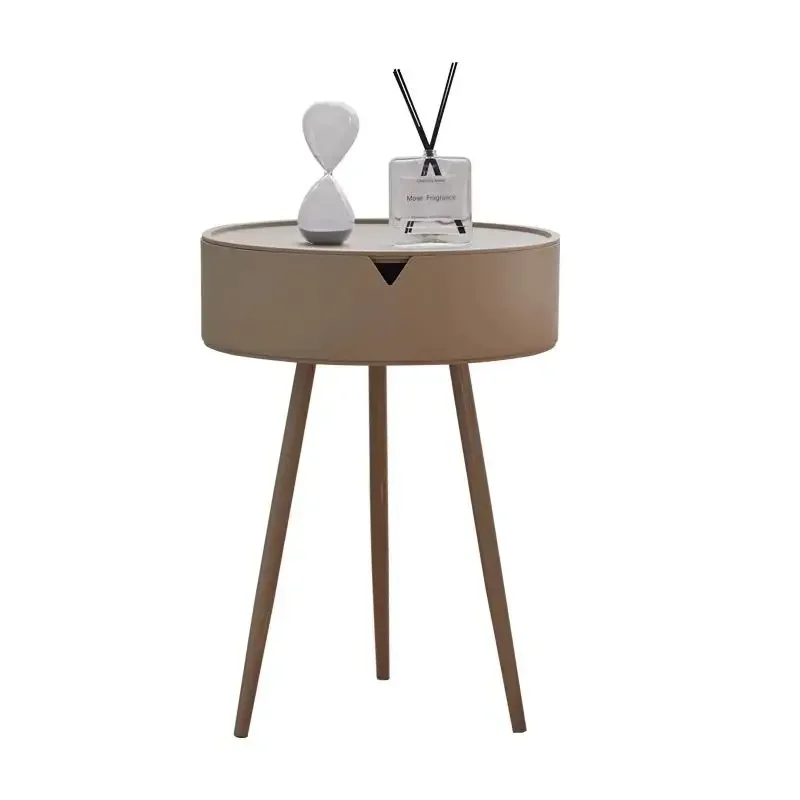 

Cream style round bedside table modern bedroom storage cabinet high-end fashionable storage cabinet