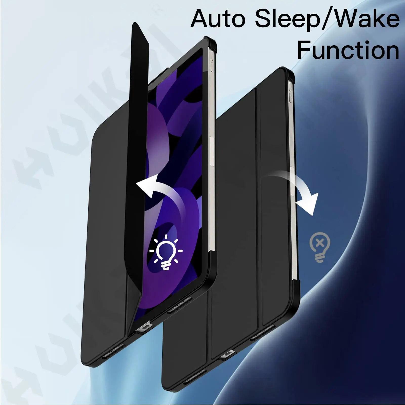 Slim Translucent Back Tri-Fold Stand Tablet Case with Pen Charging and Auto Wake/Sleep Functionality