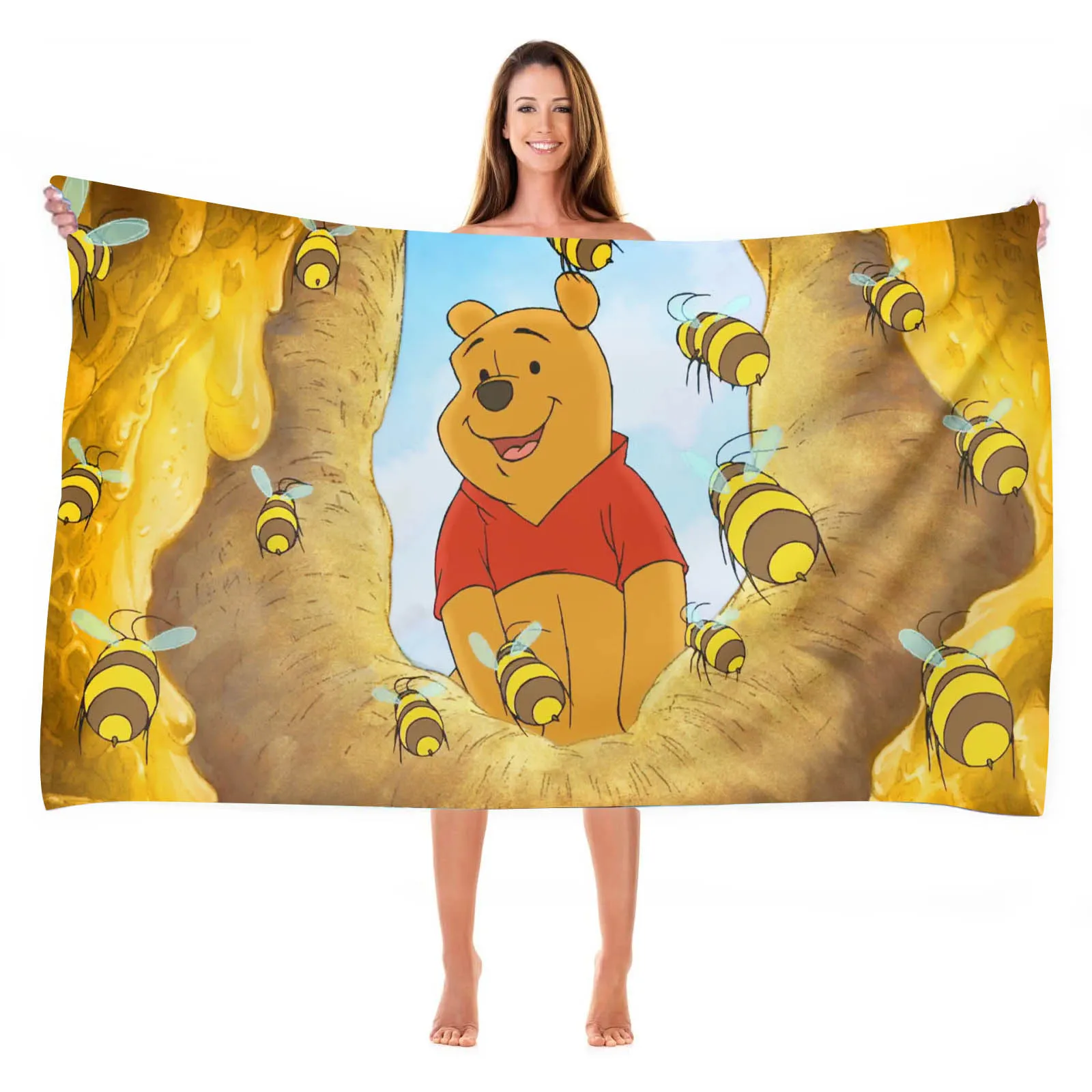 Winnie The Pooh Beach Shower Towel Cotton 100% Towels Bathroom Bath & Items Microfibre Anime Sauna Travel Cute Room Decor 5