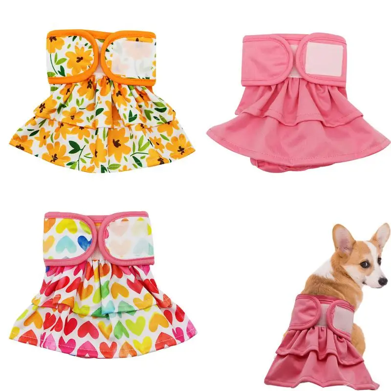 

Dog Diapers For Female Dogs Period 3pieces Washable Female Dog Panties Diaper Skirts Leak-proof Dog Pants For Doggies Puppies
