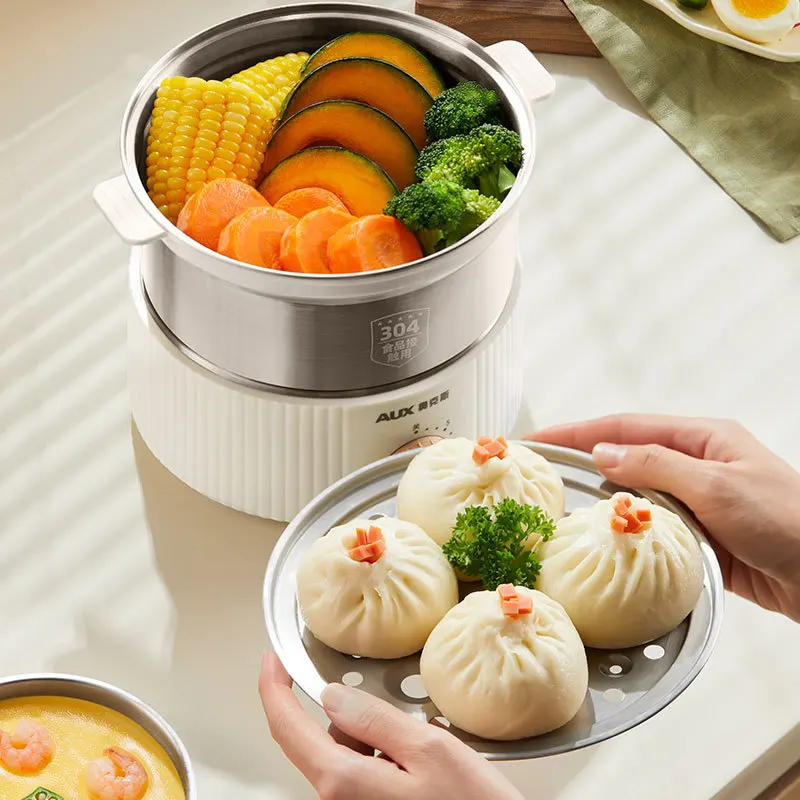 350W Electric Egg Cooker Timed Egg Boiler Breakfast Machine Automatic Steamer Egg Custard Steaming Cooker Food Warmer 2 Layers 4