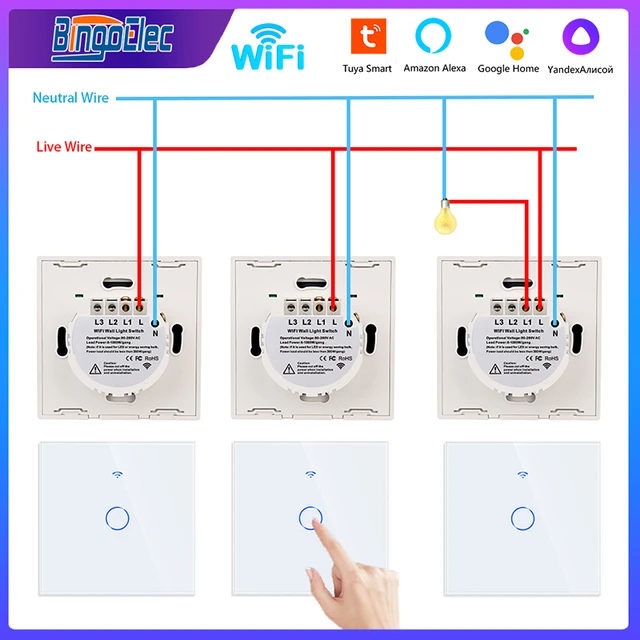 Bingoelec-Commutateur multi-contrôle intelligent WiFi, UE, 1, 2, 3 gangs, interrupteurs tactiles muraux en verre, télécommande RF433, Tuya, Alexa, Google Home 1
