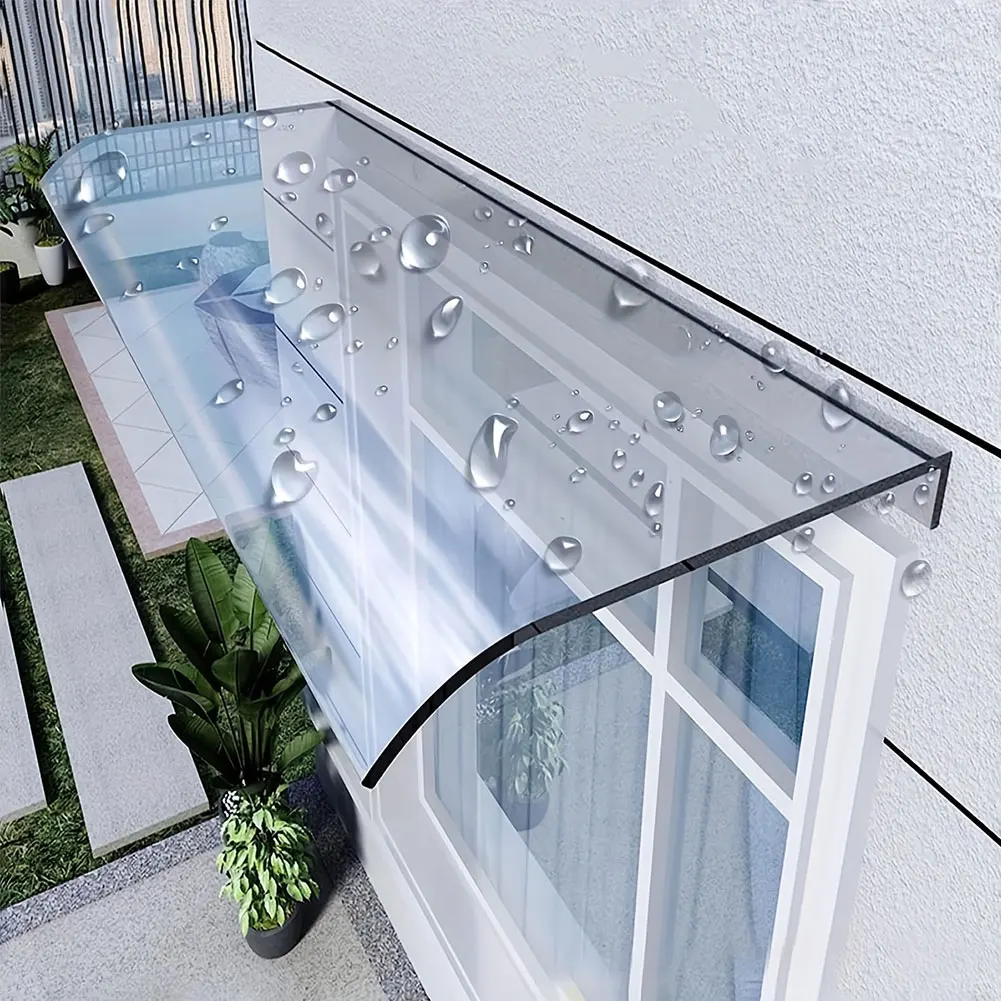 Window Door Wall Canop No Bracket Window Awning Canopy Transparent Invisible Rain Shelter Cover for Sun UV Rain Shelter