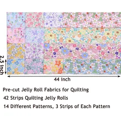 Pack of 42 Pastel Floral Fabric Charms for Sewing and Quilting Crafts (42PCS)