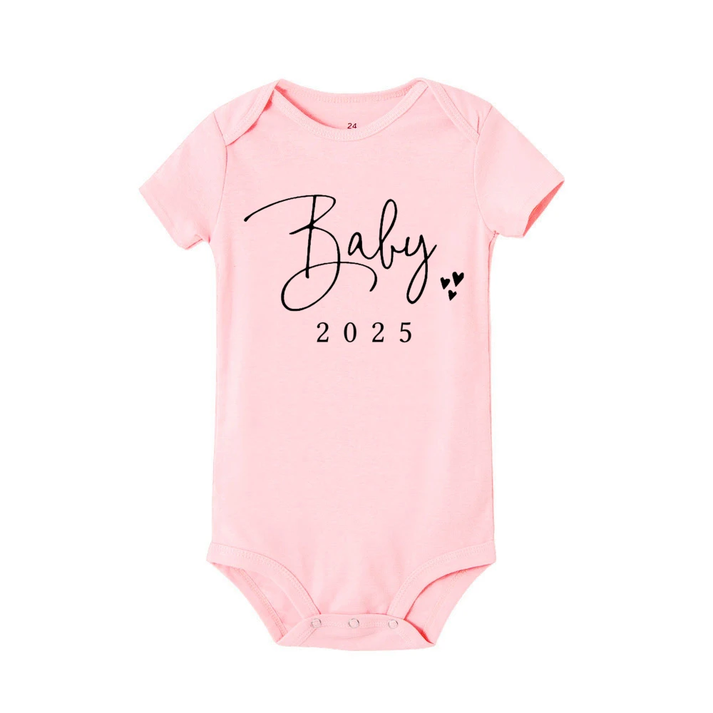 Baby Announcement Coming Soon 2025 Newborn Baby Romper Summer Boys Girls Bodysuit Body Pregnancy Reveal Clothes Toddler Jumpsuit 4