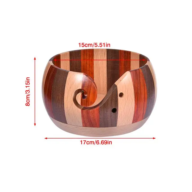 Kötő Tál Fonal Golyó Tartó Fa Tálakból Lyukakkal Horgolt Kézzel Készített Tároló Tálhoz - Image 6