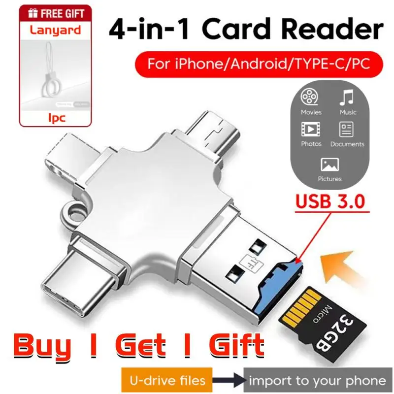 

RYRA USB 3.0 OTG Card Reader To Type C Micro Adapter TF Memory Card Adapter For PC Xiaomi Huawei IPhone Samsung IOS Interface