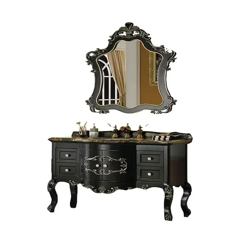 S~Bathroom cabinet, solid wood washbasin, washstand cabinet, marble platform room, washbasin, combined bathroom furniture