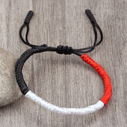 Handmade Tricolor Rope Bracelet in Green, White, and Red - Adjustable Size, Perfect Gift (Black White Red)