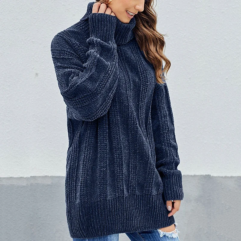 

Long-sleeved Sweater Women Loose Outer Wear Turtleneck Women 2023 Autumn and Winter Casual Long-sleeved High-neck Pullover