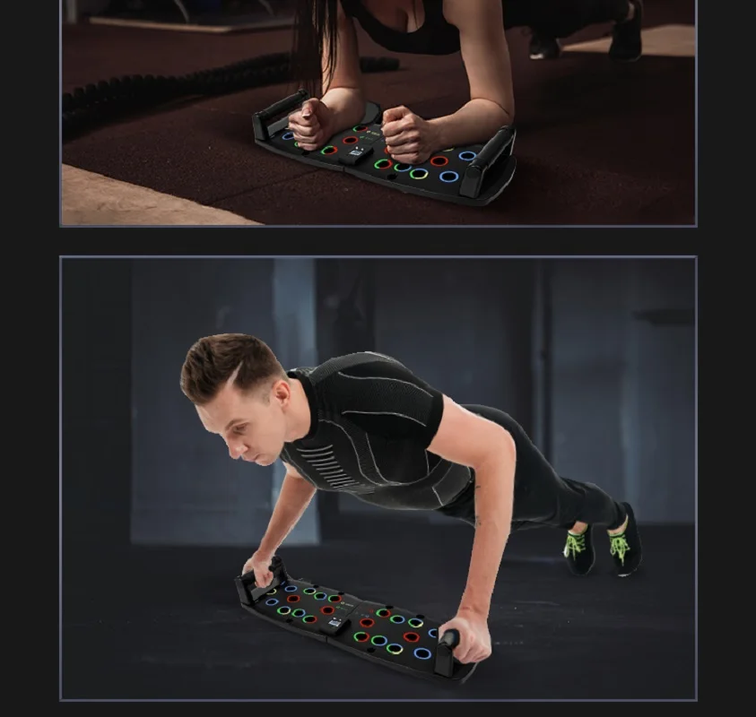 Push up Boards Set Led Counting Portable Push up Rod Foldable Fitness Equipment for Chest, Abdominal, Silicone handle