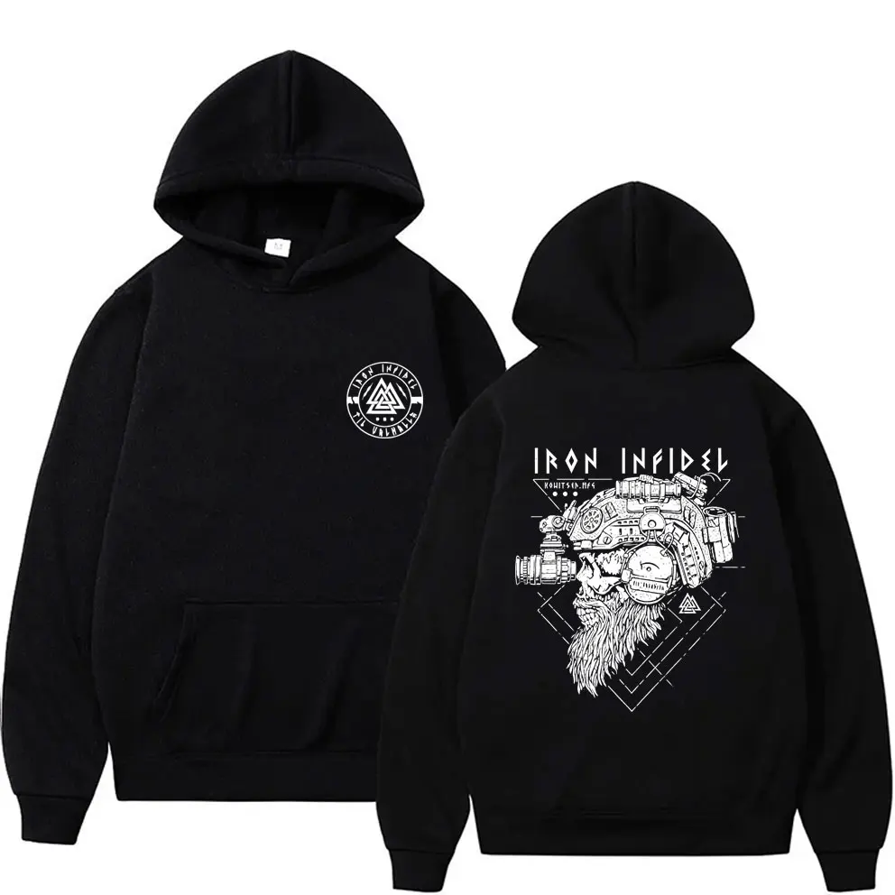 Til Valhalla American Beard Warrior Taktisches Skelett Grafik Hoodie Männer Frauen Mode Übergroßes Sweatshirt Männliche Casual Hoodies