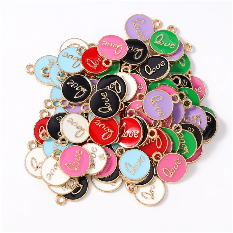 Duarte 20 Teile/los Nette Bunte Emaille Liebe Brief Charms Anhänger für Die Herstellung Von Halsketten Ohrringe Armbänder DIY Handwerk Schmuck Geschenk – Detail 13