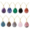 Nueva moda, colgante de cristal de piedra Natural, collar con colgante Simple en forma de lágrima para collar DIY, pendientes, joyería con cadena 1