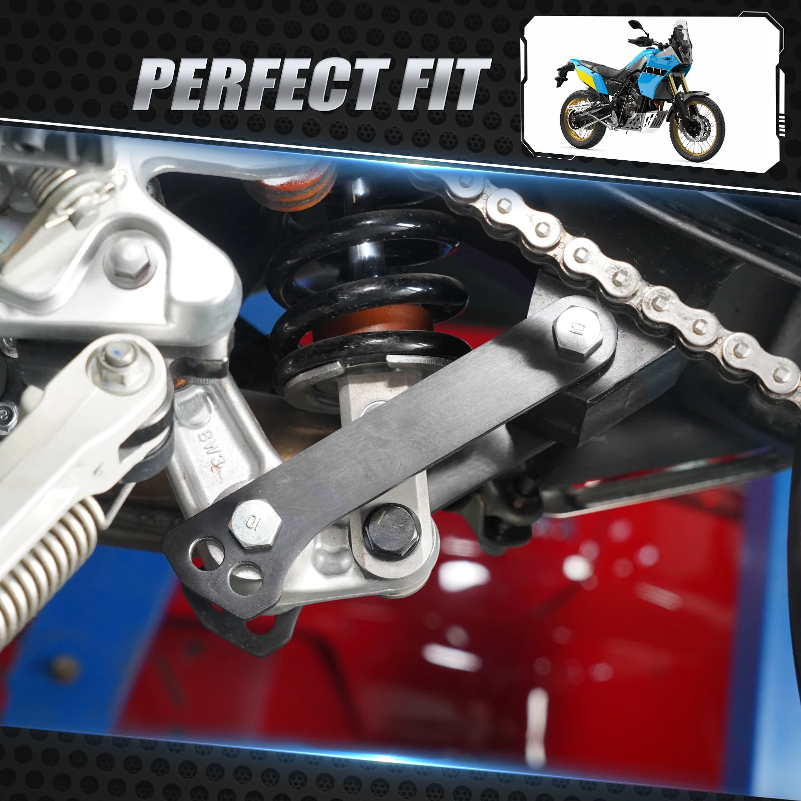 NICECNC Für Yamaha Tenere 700 /XTZ700 2019-2024 Rally Edition 2020-2024 Motorrad Fahrwerks-Tieferlegungs- und Erhöhungs-Verbindungsstücke – Detail 4