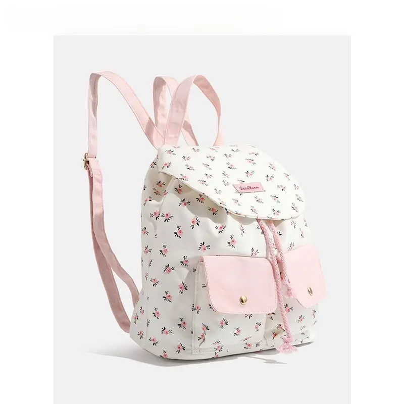 Cute Floral Canvas Backpack Women Men High Capacity School Bag for Teenagers Girls Boys Travel Hiking Casual Daypacks