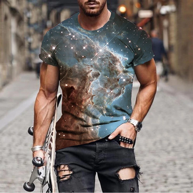 3D Print Streetwear T Shirt Short Sleeve O Neck Oversized Tee