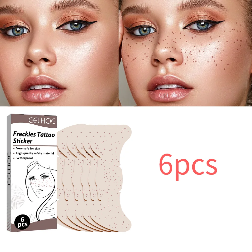 6pcs New Fake Freckles Tattoo Sticker Gold Face Temporary Tattoo