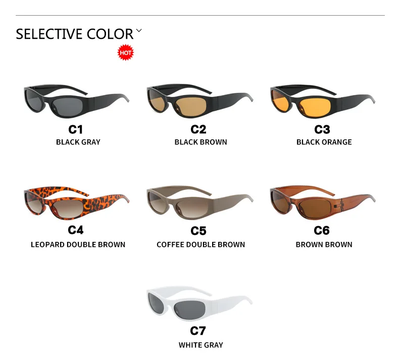 Y2K Trendige Damen-Sonnenbrille Luxuriöse Einzigartige Ovale Sonnenbrille für Männer und Frauen Spiegelbrille Punk Farbenfrohe Eyewear – Detail 7