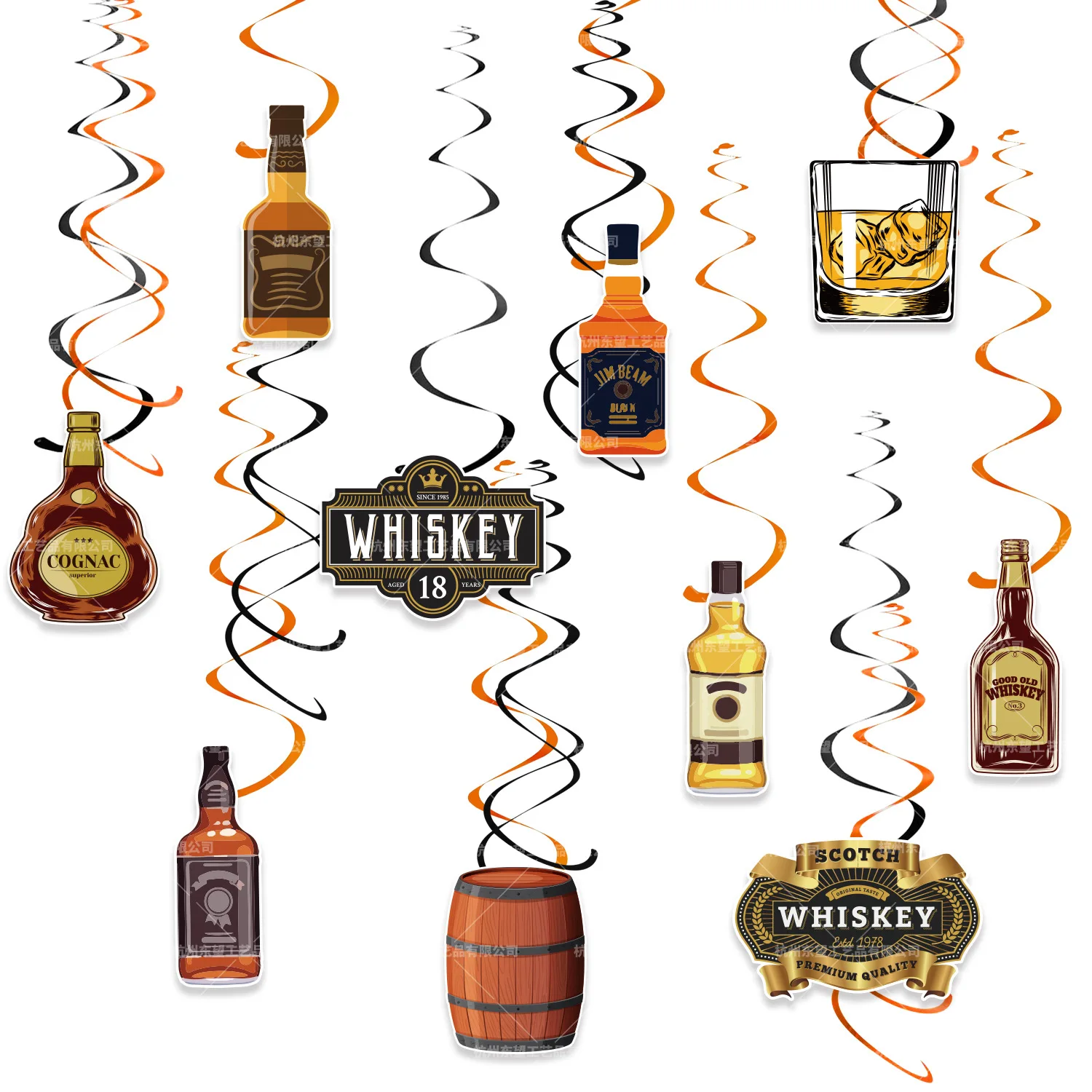 Whiskey-Geburtstagsparty-Dekorationen, Whiskey-Flaschen-Folienballon, Banner, Tortendekorationen für Männer und Frauen, 30., 40., 50. Geburtstag – Detail 2