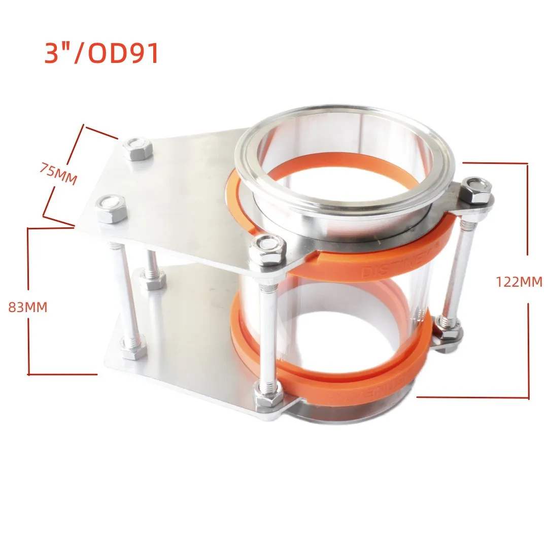NEW 3"(OD91) Dioptr Dephlegmator Moonshine reflux Stainless Steel Sight Glass Union triclamp Copper bubble plate