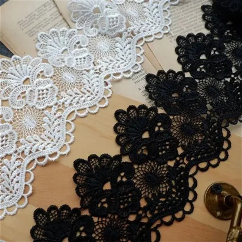 Lace Ribbon Lace Sewing Supplies Lace Sewing Accessories Cotton Ribbon 8CM Wide Cotton Embroidered Fringe Ribbon 3d Flowers Lace Trim Curtains Dress DIY Home Sewing Supplies