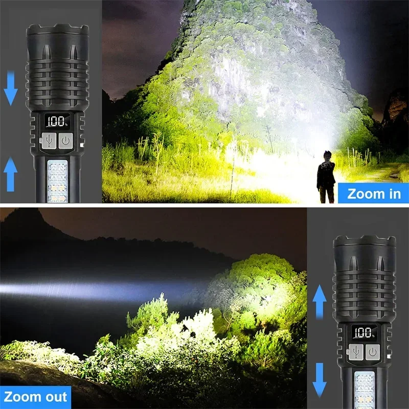 High Power Portable LED Flashlight with Zoom and Waterproof Features for Outdoor Adventures