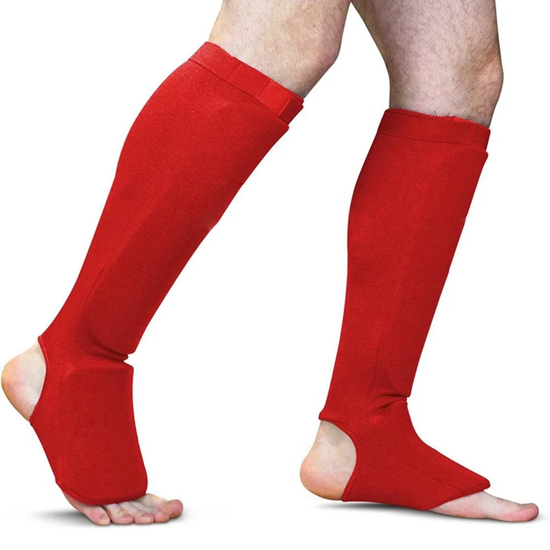 Red Karate Protective Gear Boxing Training Shin Guards Taekwondo Sanda Fighting Shin Guards Instep