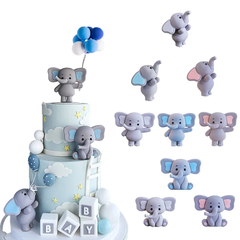 Baby Elephant Cake Topper for Baby Shower Elephant Cake Decoration