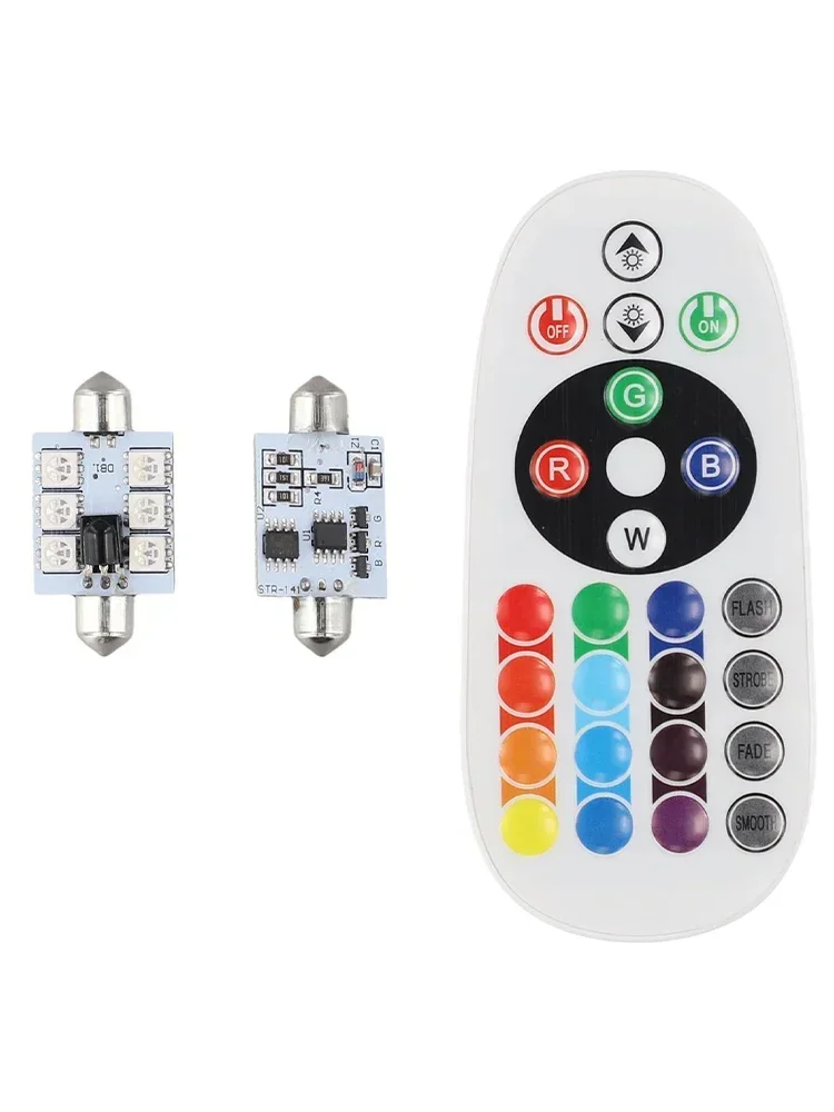 2 PCS/Set Reading Light Controlled By Dome Reading Light Remote Control Car Interior Flash Mode Multi Color Controlled