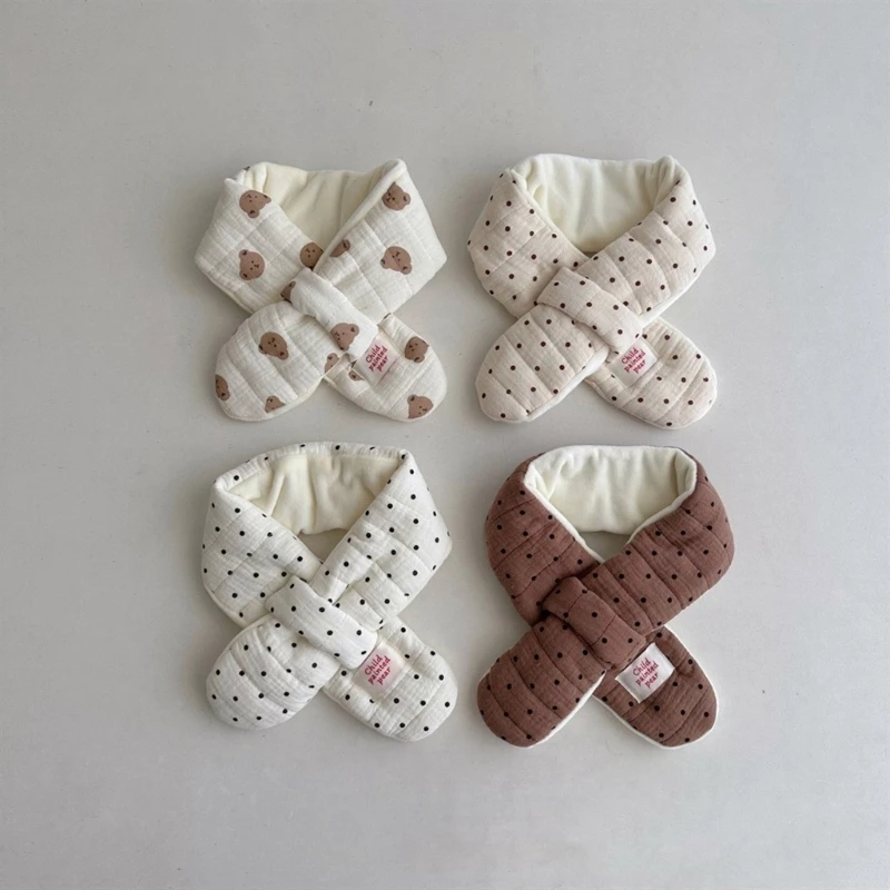 Autumn Winter Kids Scarf Crossed Scarf for Boys Girls, Warm Thicked Neckerchief for Trendy Children